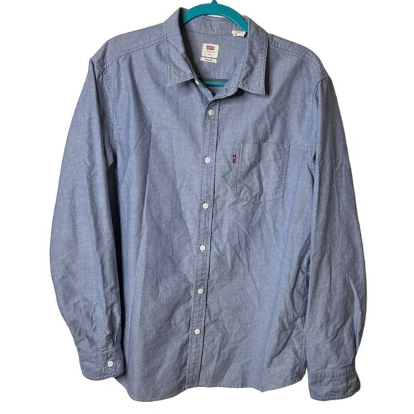 Levis Chambray Shirt Mens XL Red Tab Button Front‎ Pocket Classic Long Sleeve - Picture 1 of 11